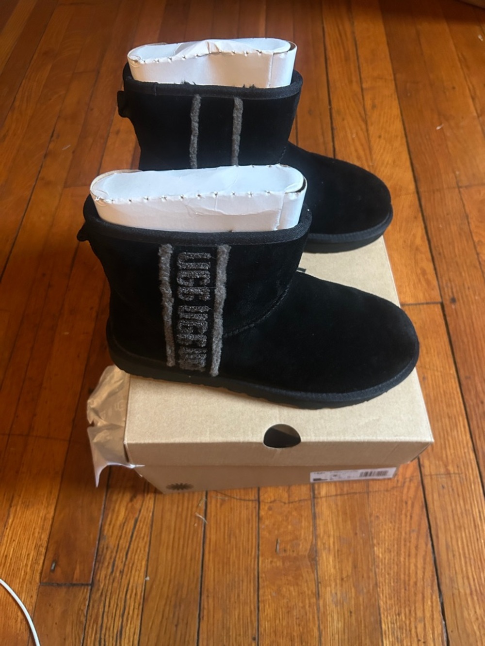 UGG Black Classic Mini Shearling Logo Boots